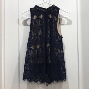 Love Fire navy blue lace tank. Size medium, nwt